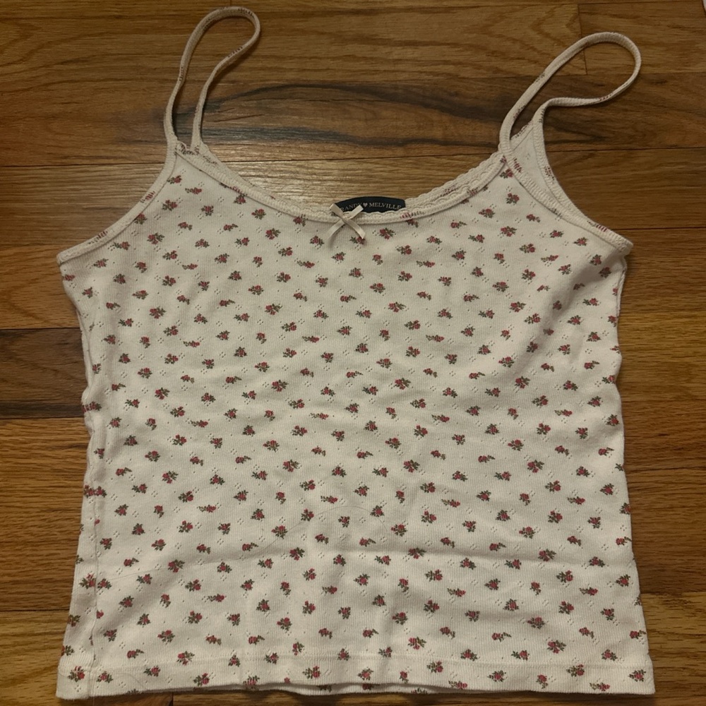 Brandy Melville Cream Floral Camisole
